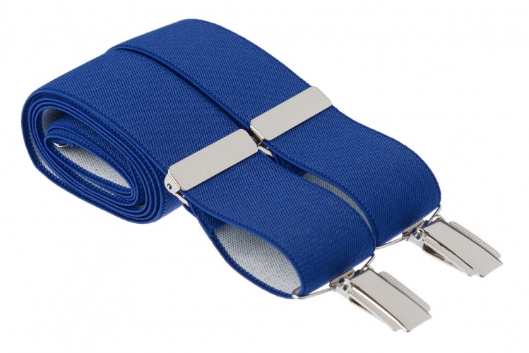 Royal Blue Plain Clip On Trouser Braces Elastic Suspenders Handmade in UK
